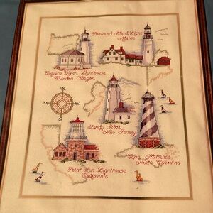 Vintage counted cross stitch‎ “historic lightshouses”. 02664 14 x 18 g1